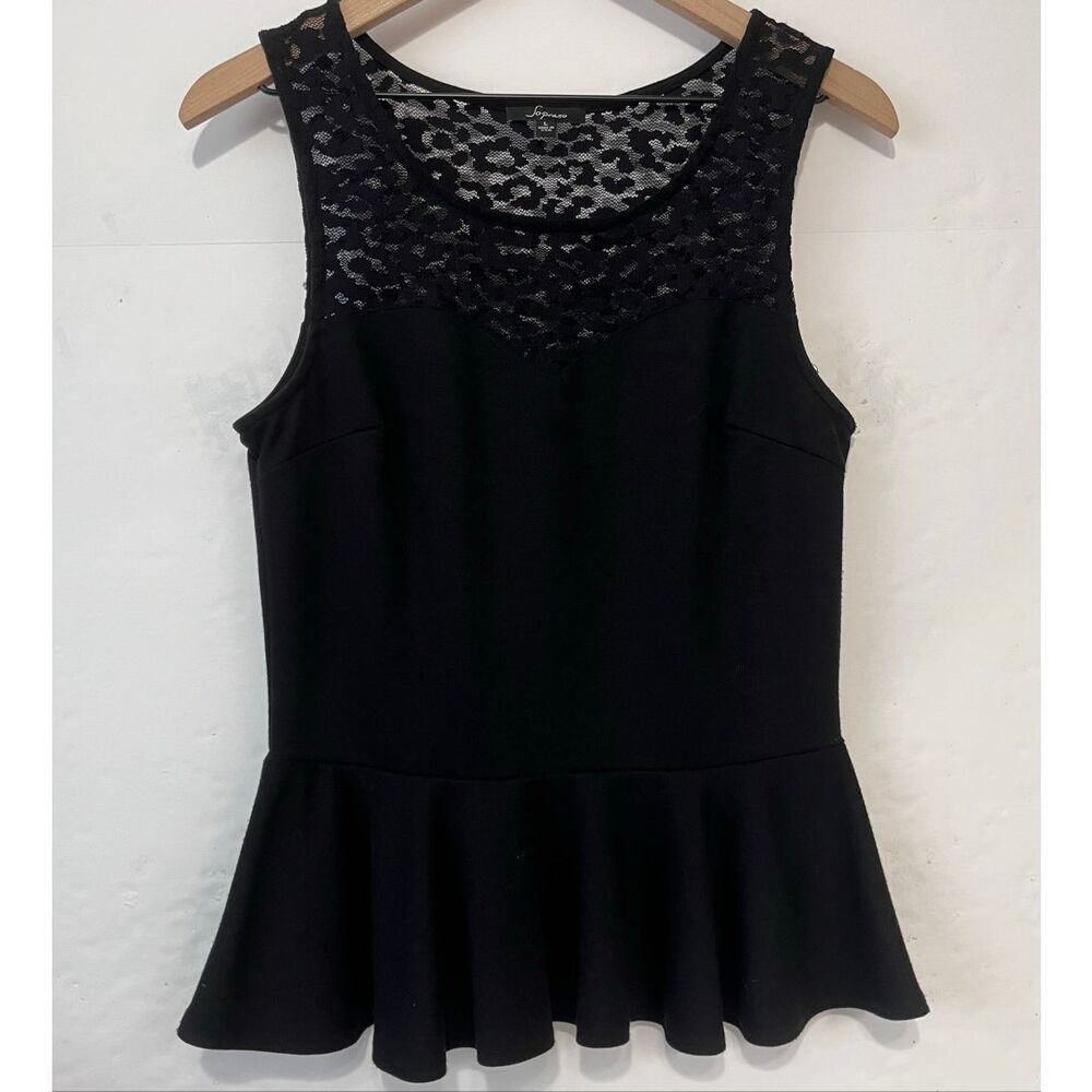 Soprano Sleeveless Black Top   Size L